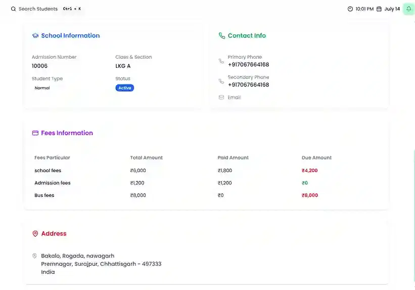 Accounting dashboard with balance sheet and expense charts